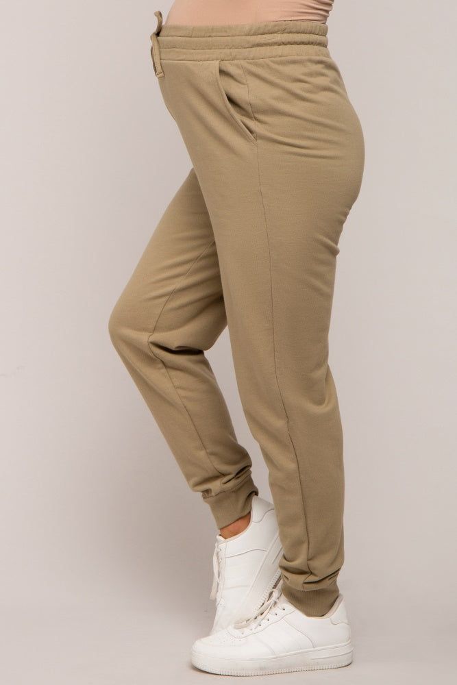 Light Olive Basic Drawstring Maternity Sweatpants sold by Pinkblush product image thumbnail 4