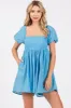 Blue Eyelet Lace Puff Sleeve Maternity Romper sold by Pinkblush