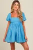 Blue Eyelet Lace Puff Sleeve Maternity Romper sold by Pinkblush