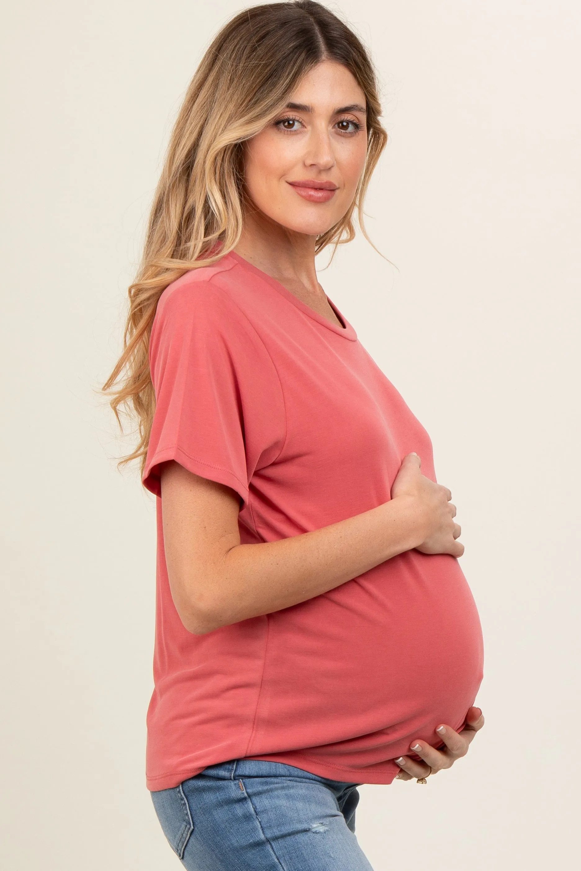 Rust Dolman Sleeve Maternity Top sold by Pinkblush product image thumbnail 3