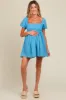 Blue Eyelet Lace Puff Sleeve Maternity Romper sold by Pinkblush