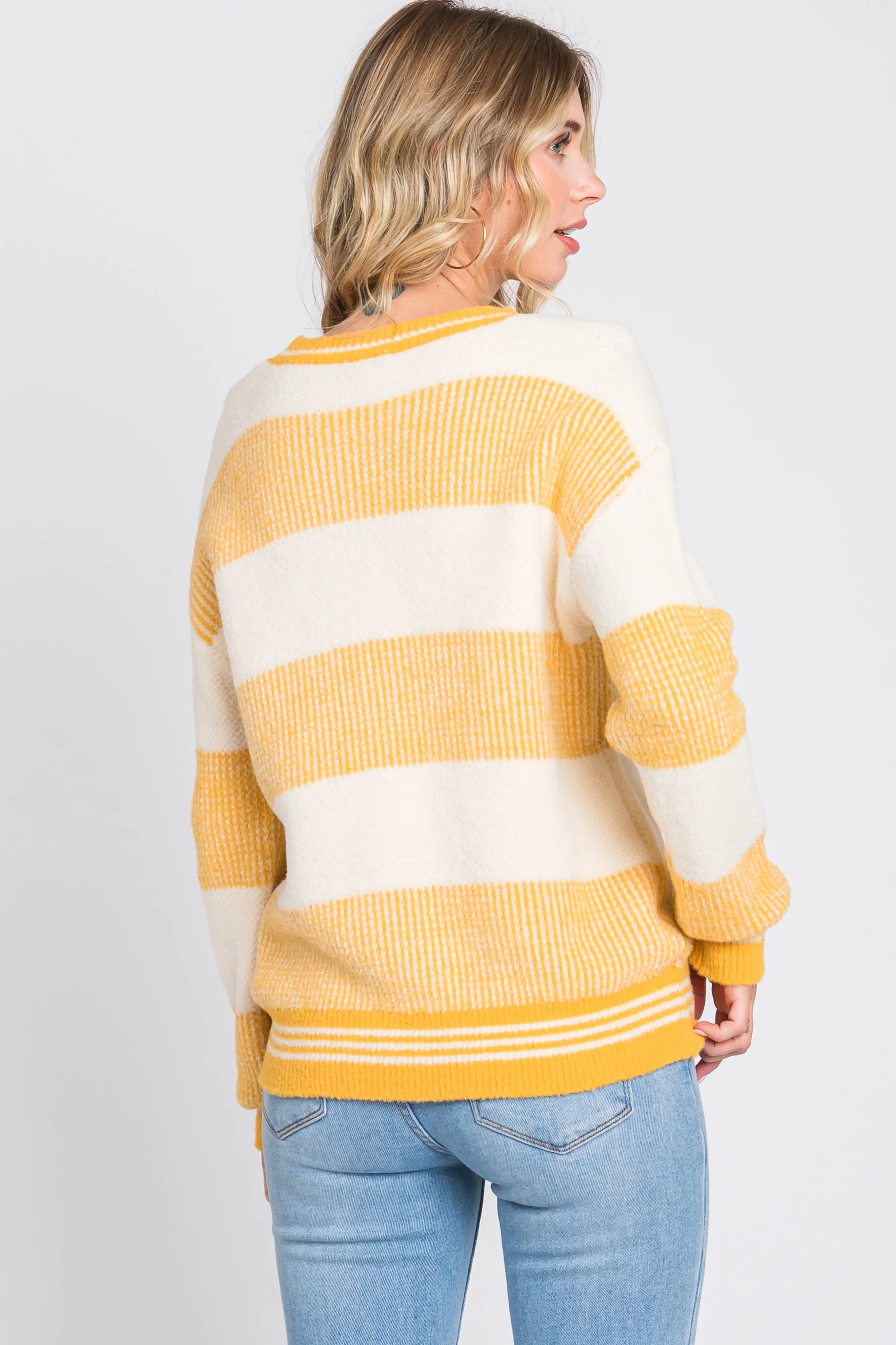 Yellow Fuzzy Striped Sweater sold by Pinkblush product image thumbnail 3
