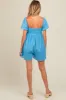 Blue Eyelet Lace Puff Sleeve Maternity Romper sold by Pinkblush
