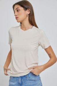 Beige Soft Knit Basic Maternity T-Shirt sold by Pinkblush