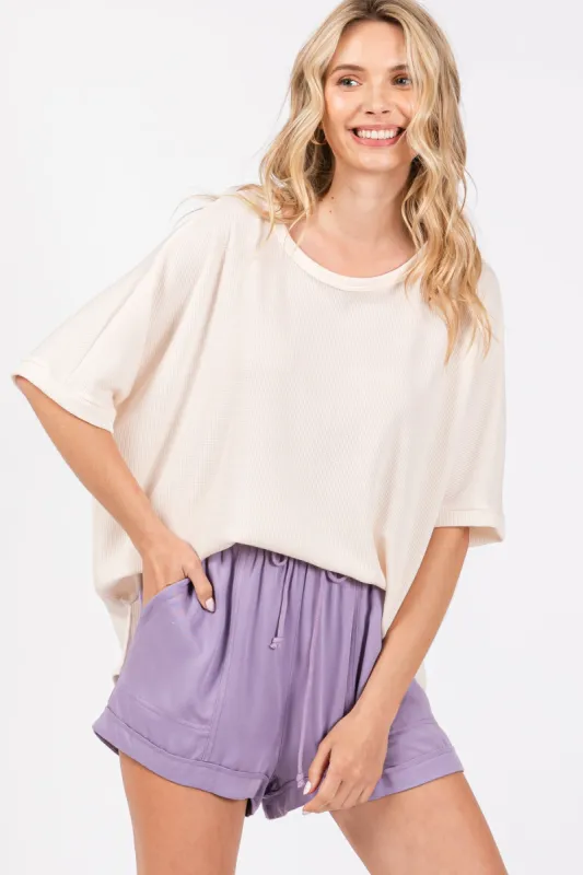 Cream Waffle Knit Dolman Top sold by Pinkblush