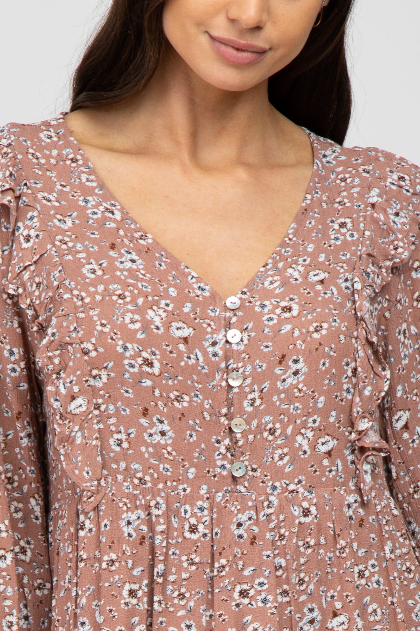 Mauve Floral Ruffle Tiered Dress sold by Pinkblush product image thumbnail 5