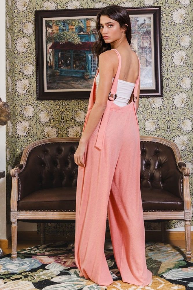Coral Wide Leg Solid Knit Jumpsuit sold by Pinkblush product image thumbnail 4