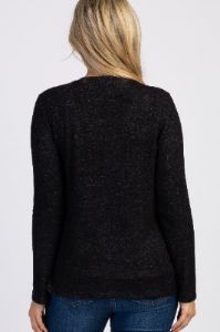 PinkBlush Black Heathered Long Sleeve Wrap Maternity Nursing Top sold by Pinkblush