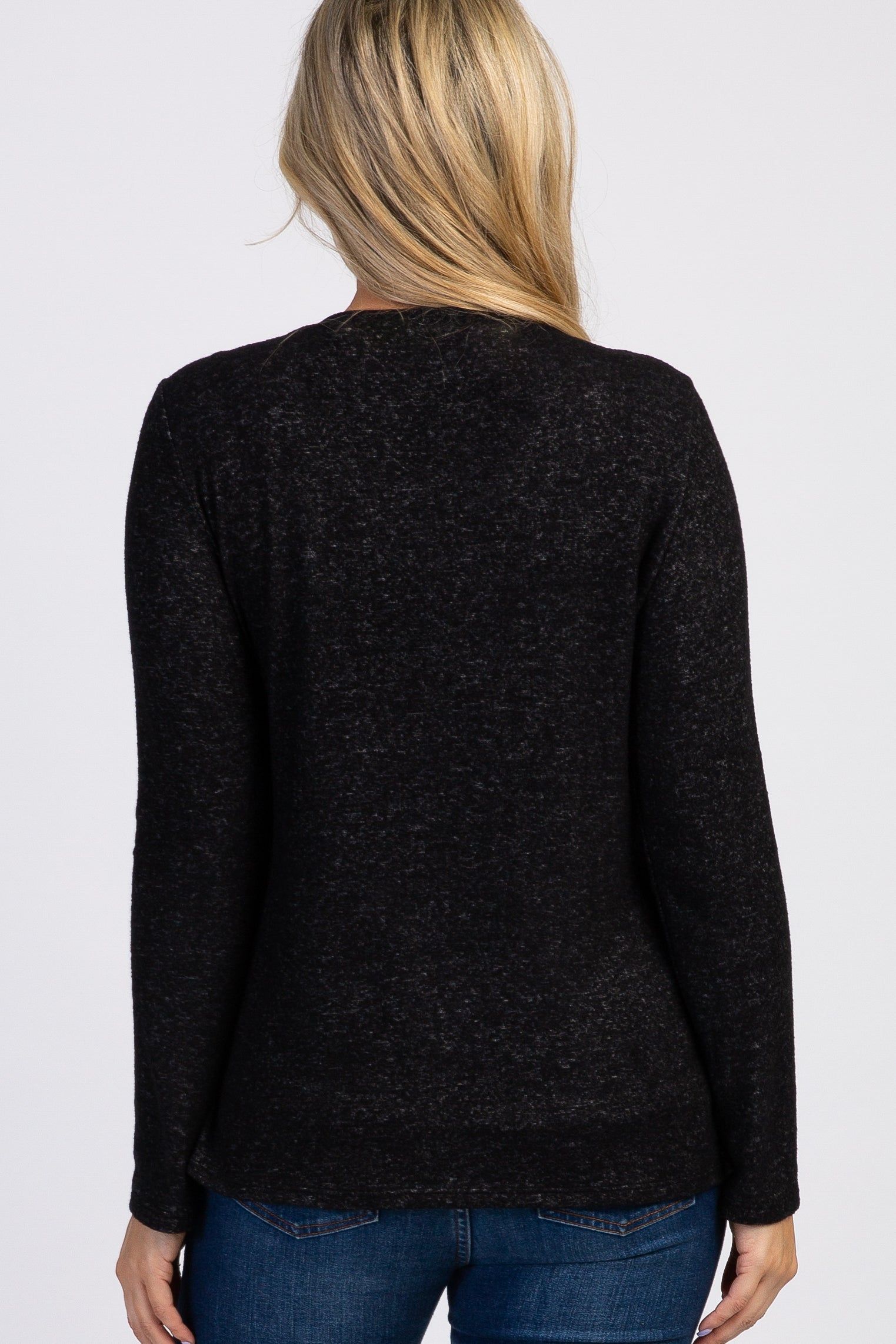 PinkBlush Black Heathered Long Sleeve Wrap Maternity Nursing Top sold by Pinkblush product image thumbnail 3