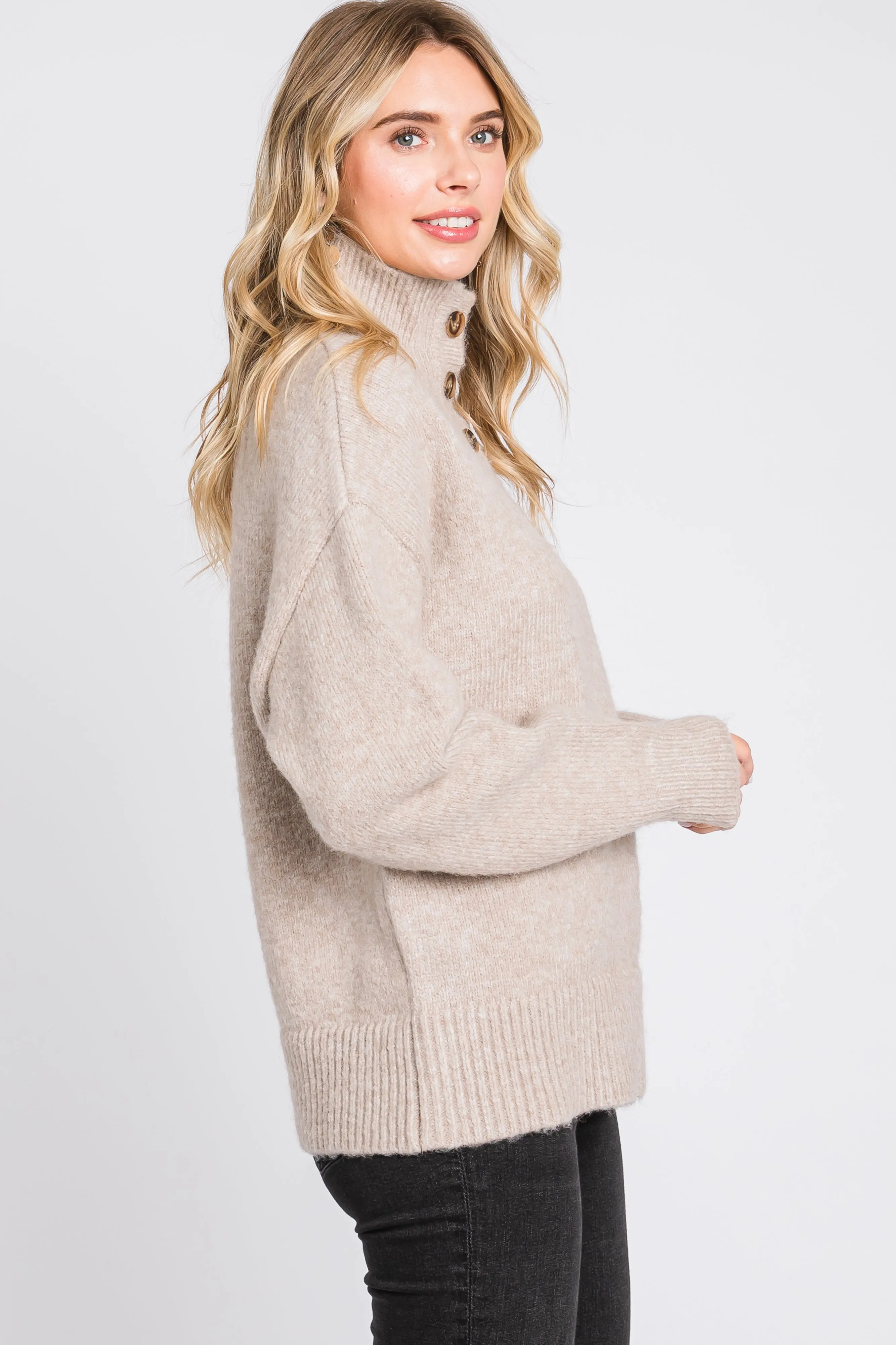 Beige Button Front Sweater sold by Pinkblush product image thumbnail 2