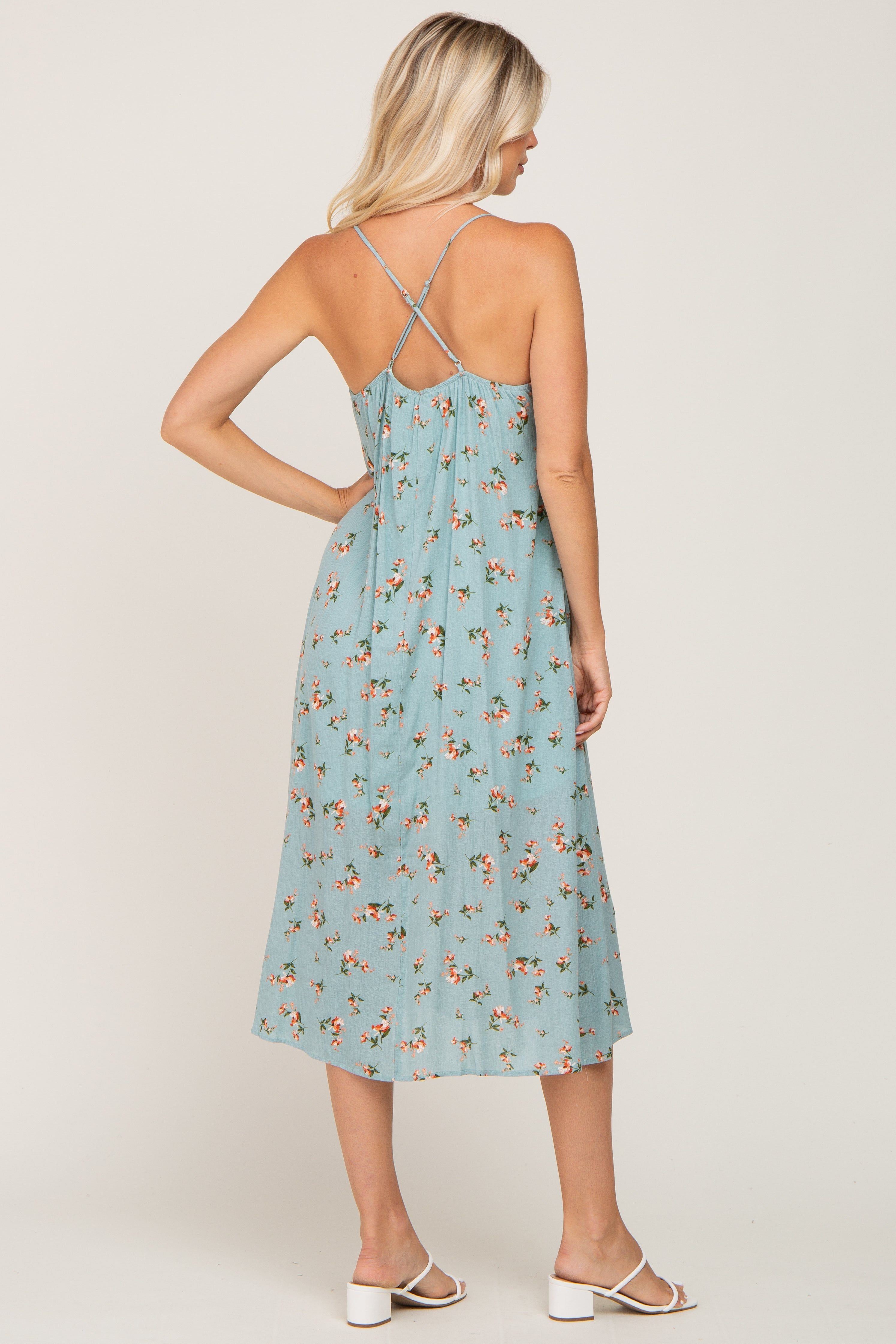 Light Blue Floral Sleeveless Maxi Dress sold by Pinkblush product image thumbnail 3