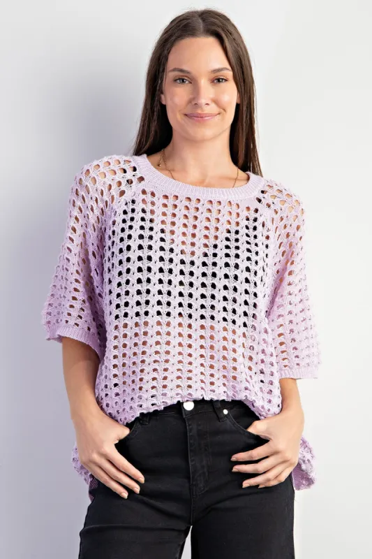 Lavender Fishnet Knit Top sold by Pinkblush