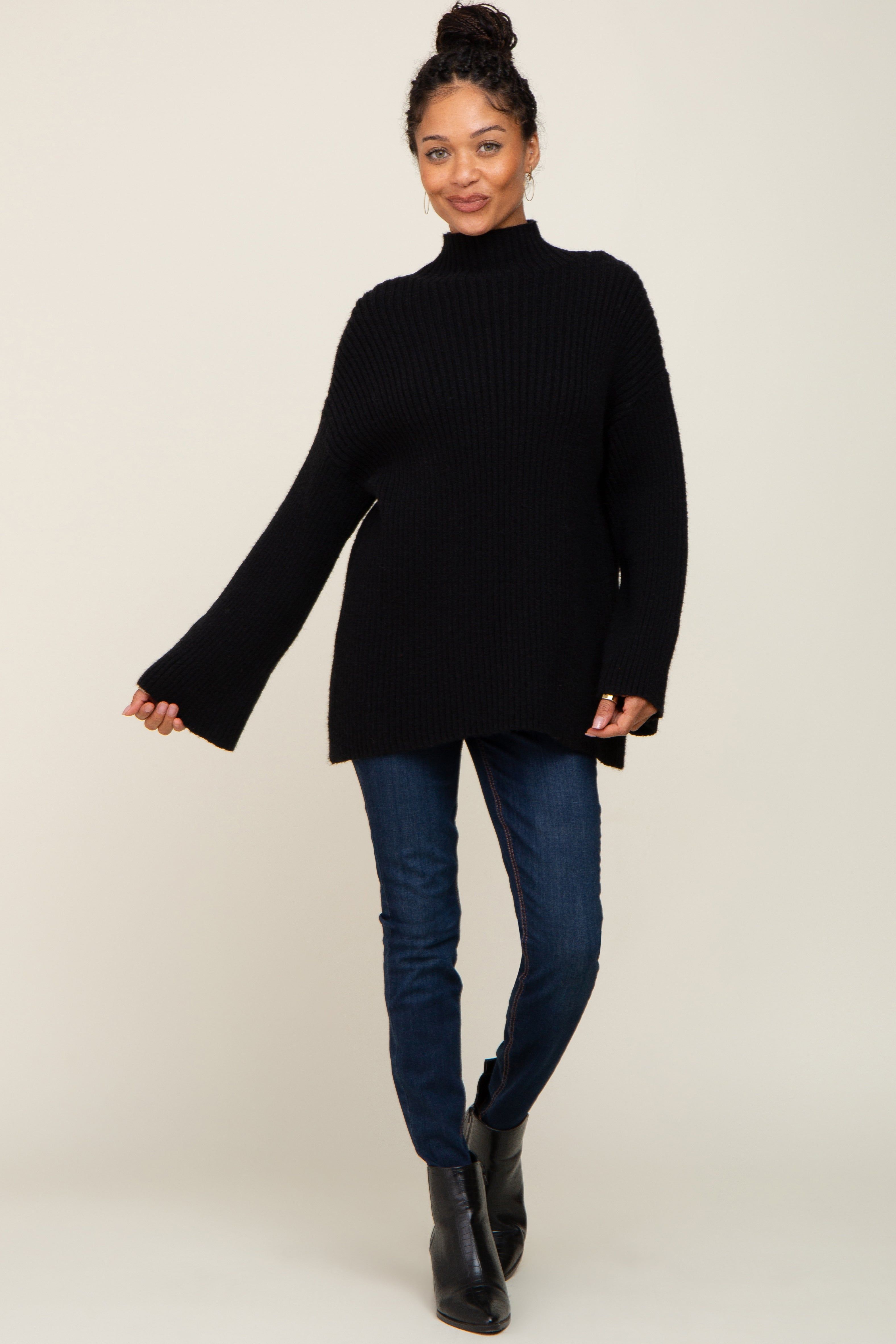 Black Rib Knit Mock Neck Sweater sold by Pinkblush product image thumbnail 4