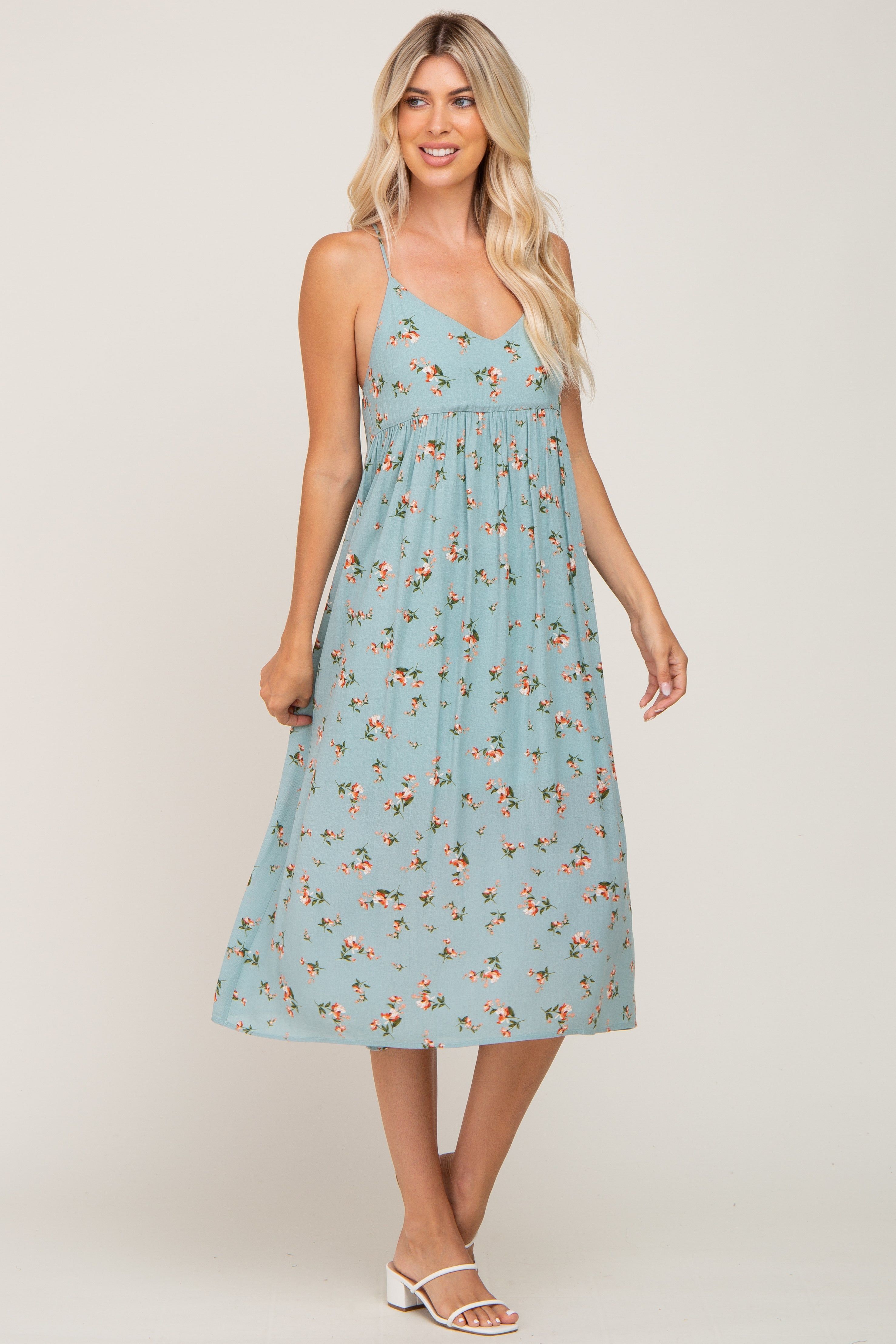 Light Blue Floral Sleeveless Maxi Dress sold by Pinkblush product image thumbnail 2