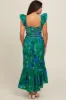 Green Floral Smocked Maternity Midi Dress sold by Pinkblush
