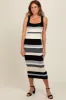 Black Striped Sweater Square Neck Midi Dress sold by Pinkblush
