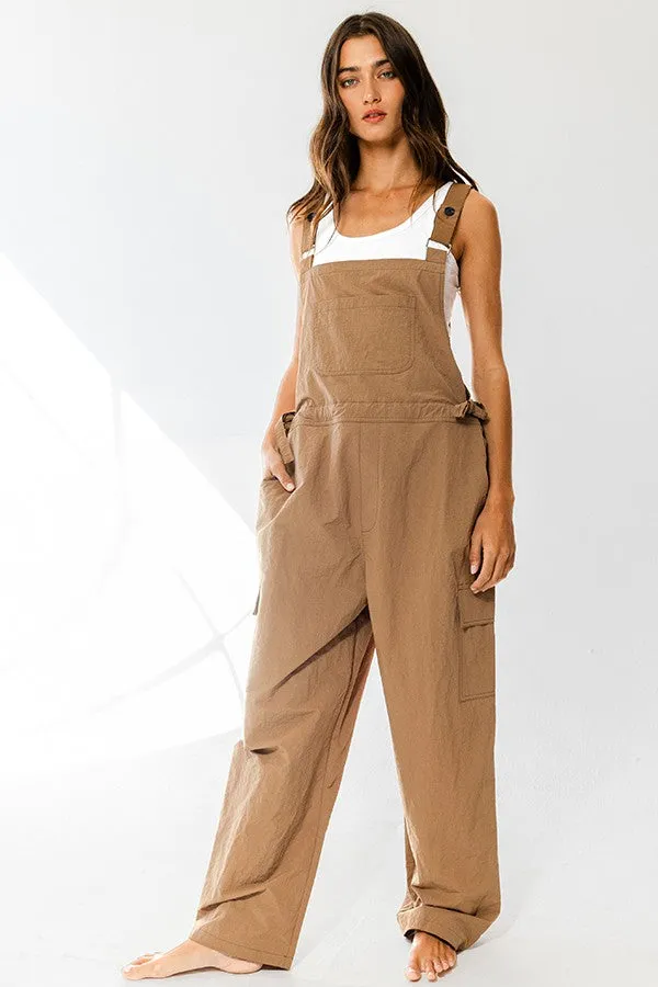 Taupe Parachute Overalls Jumpsuit sold by Pinkblush