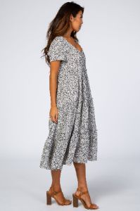 Black Floral Chiffon Ruffle Hem Midi Dress sold by Pinkblush