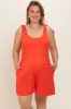 Coral Knot Strap Maternity Plus Romper sold by Pinkblush