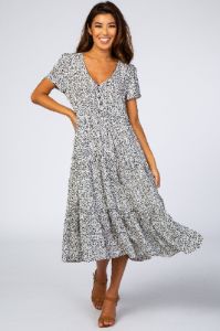 Black Floral Chiffon Ruffle Hem Midi Dress sold by Pinkblush