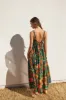 Forest Green Tropical Print Tiered Maxi Dress sold by Pinkblush