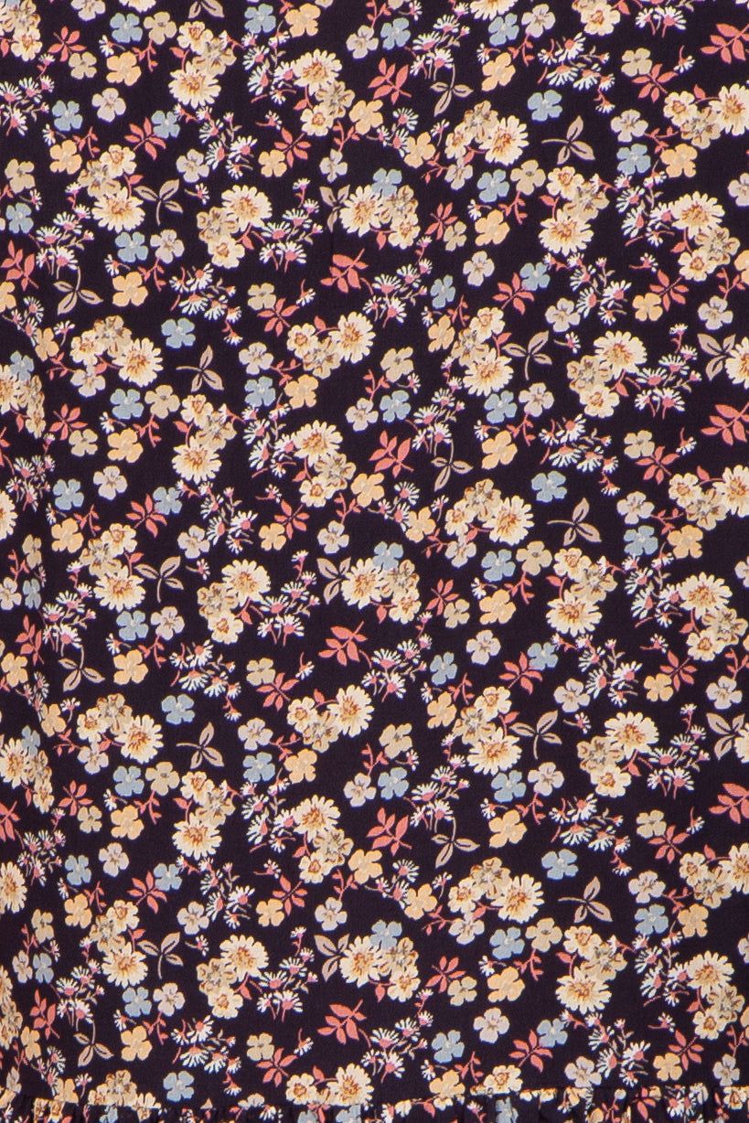 Black Floral Button Front Long Sleeve Dress sold by Pinkblush product image thumbnail 4