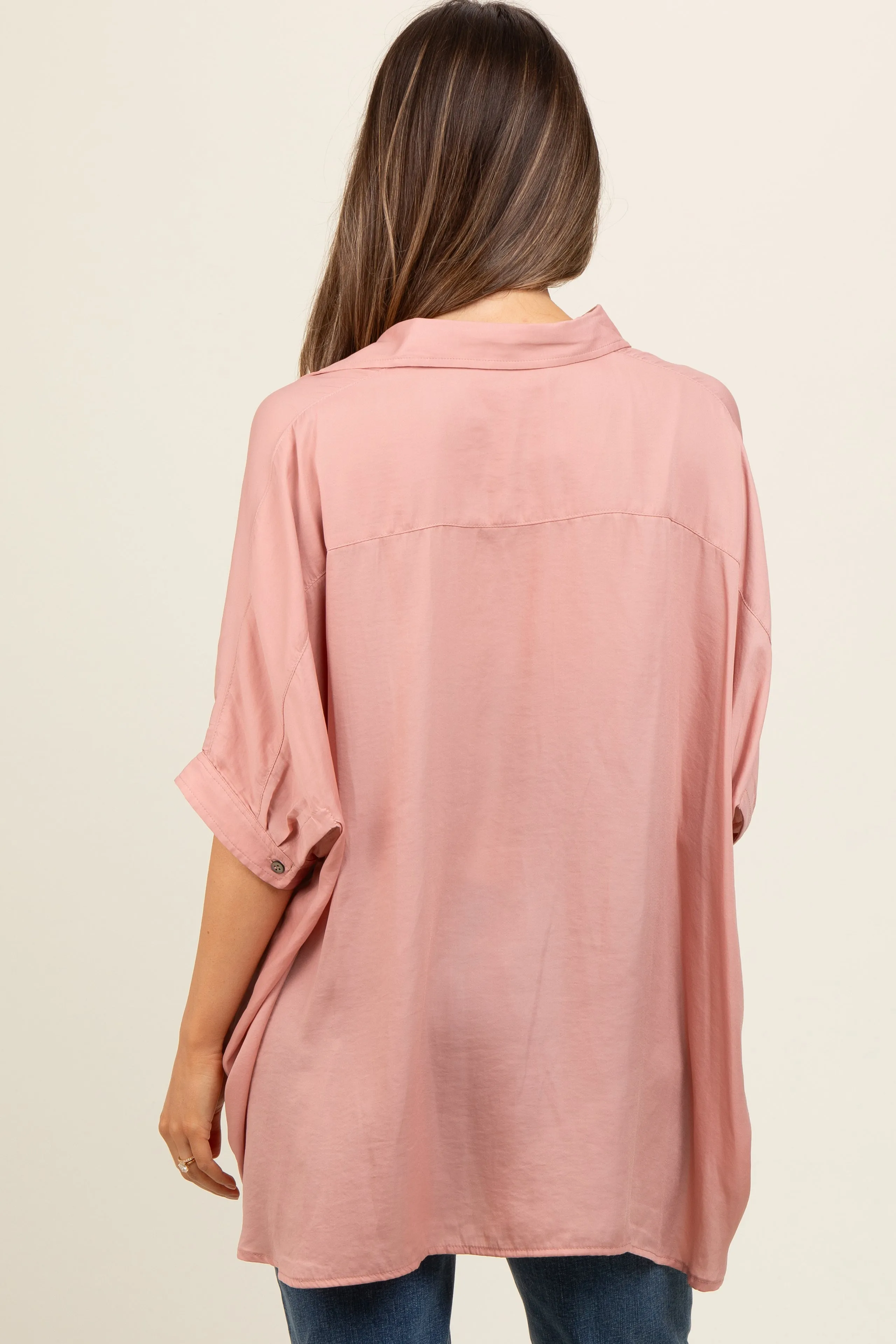 Mauve Satin Oversized Maternity Shirt sold by Pinkblush product image thumbnail 4