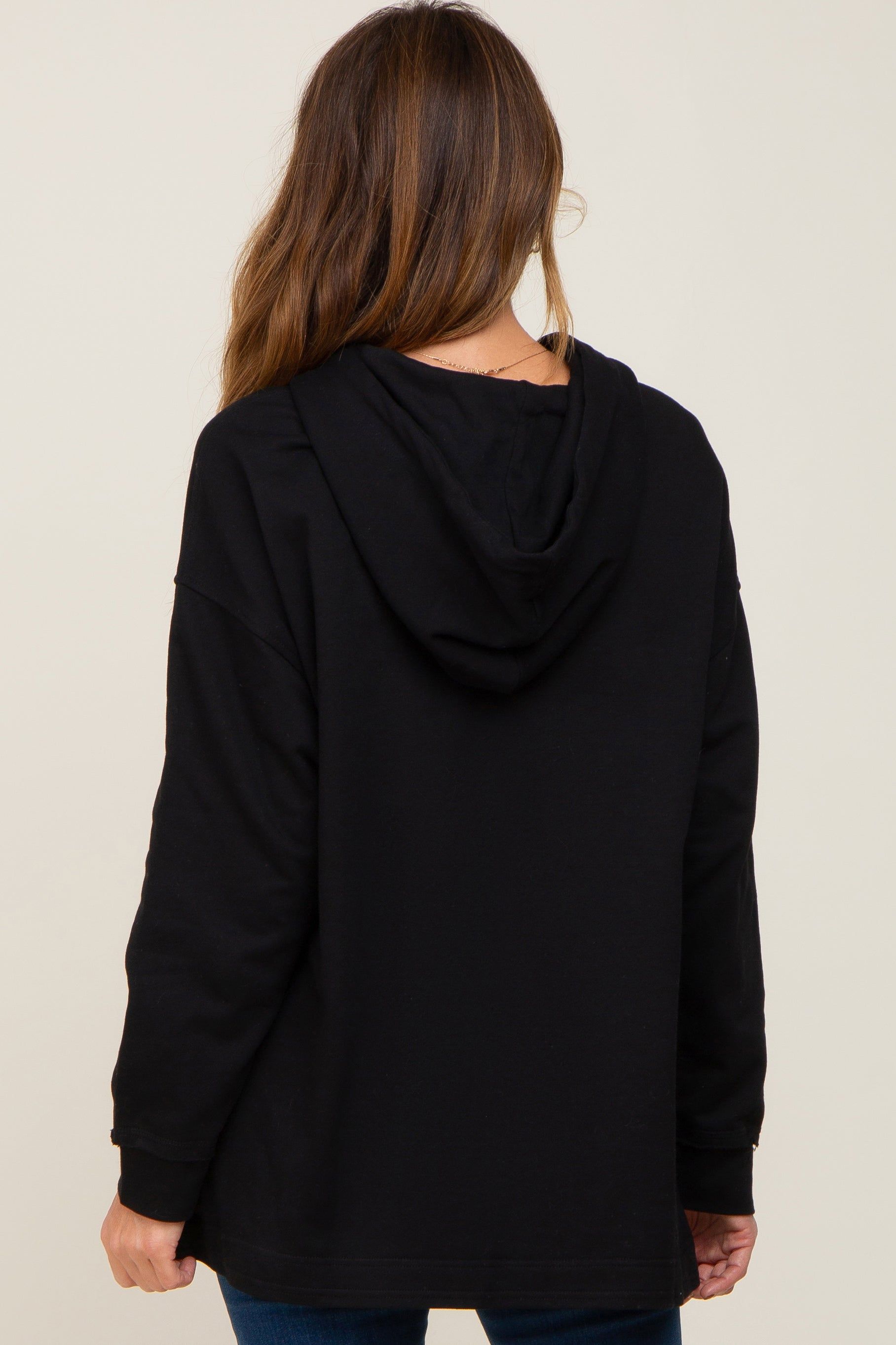 Black Button Front Hooded Top sold by Pinkblush product image thumbnail 3