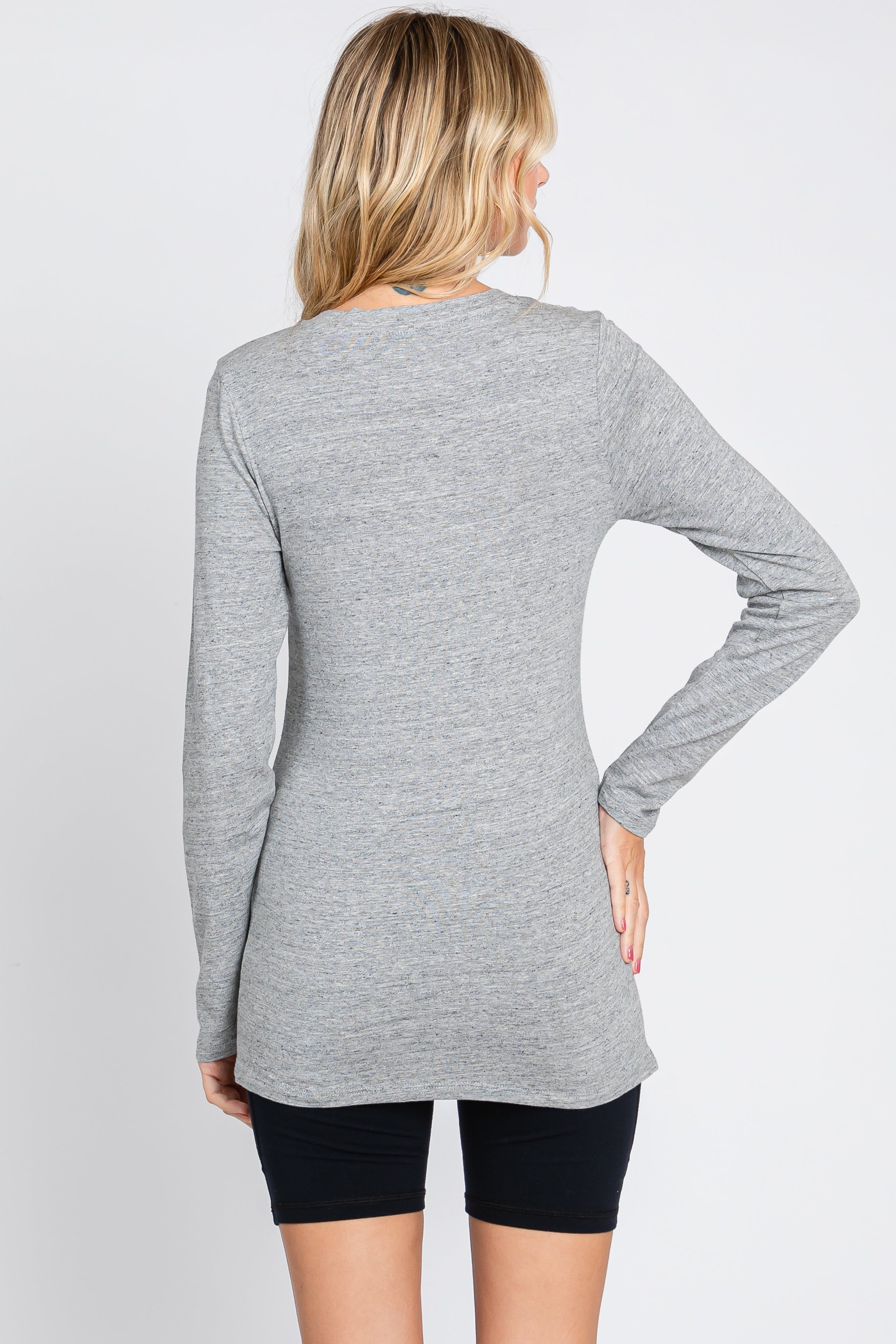Heather Grey Fitted Long Sleeve Top sold by Pinkblush product image thumbnail 3