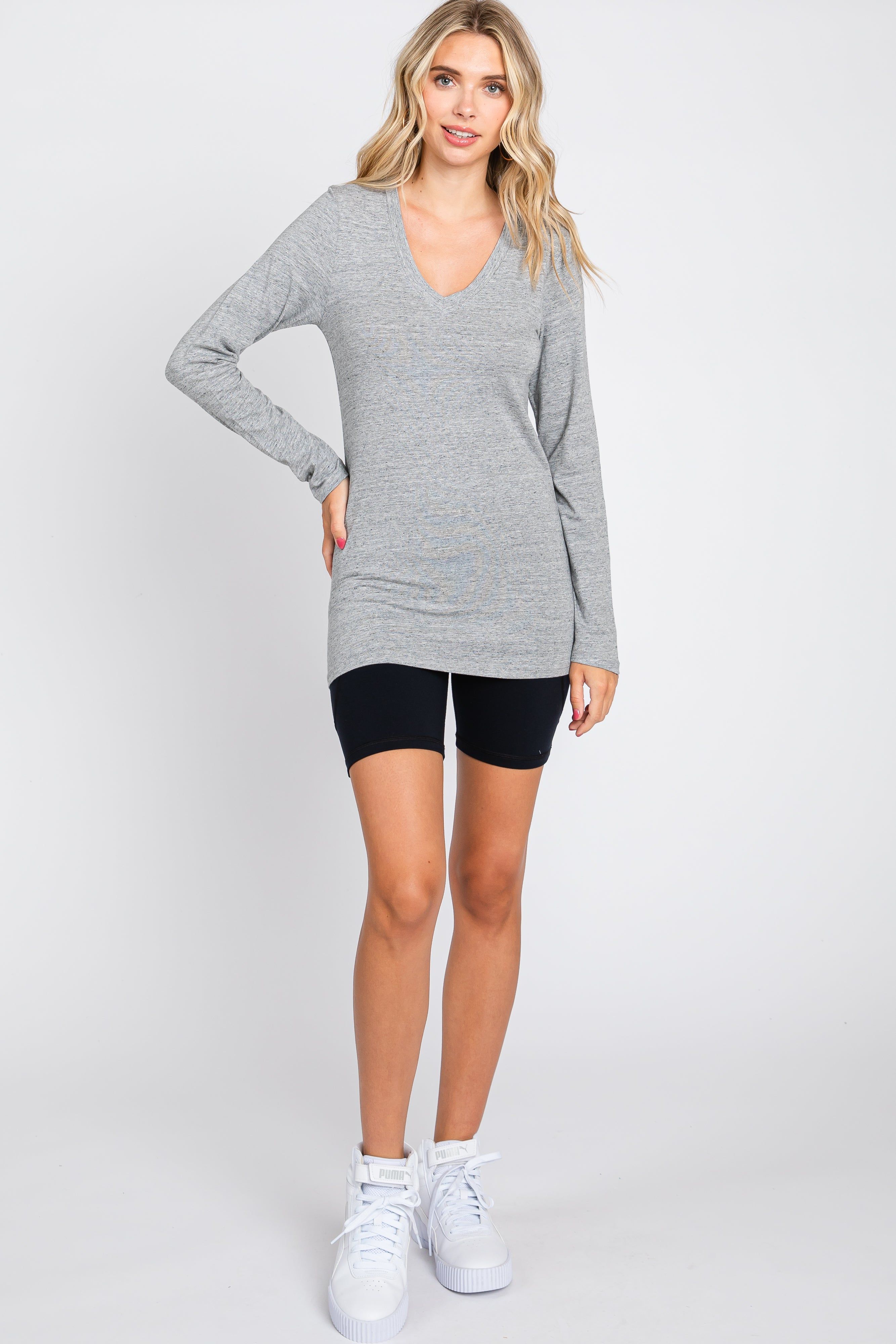 Heather Grey Fitted Long Sleeve Top sold by Pinkblush product image thumbnail 4