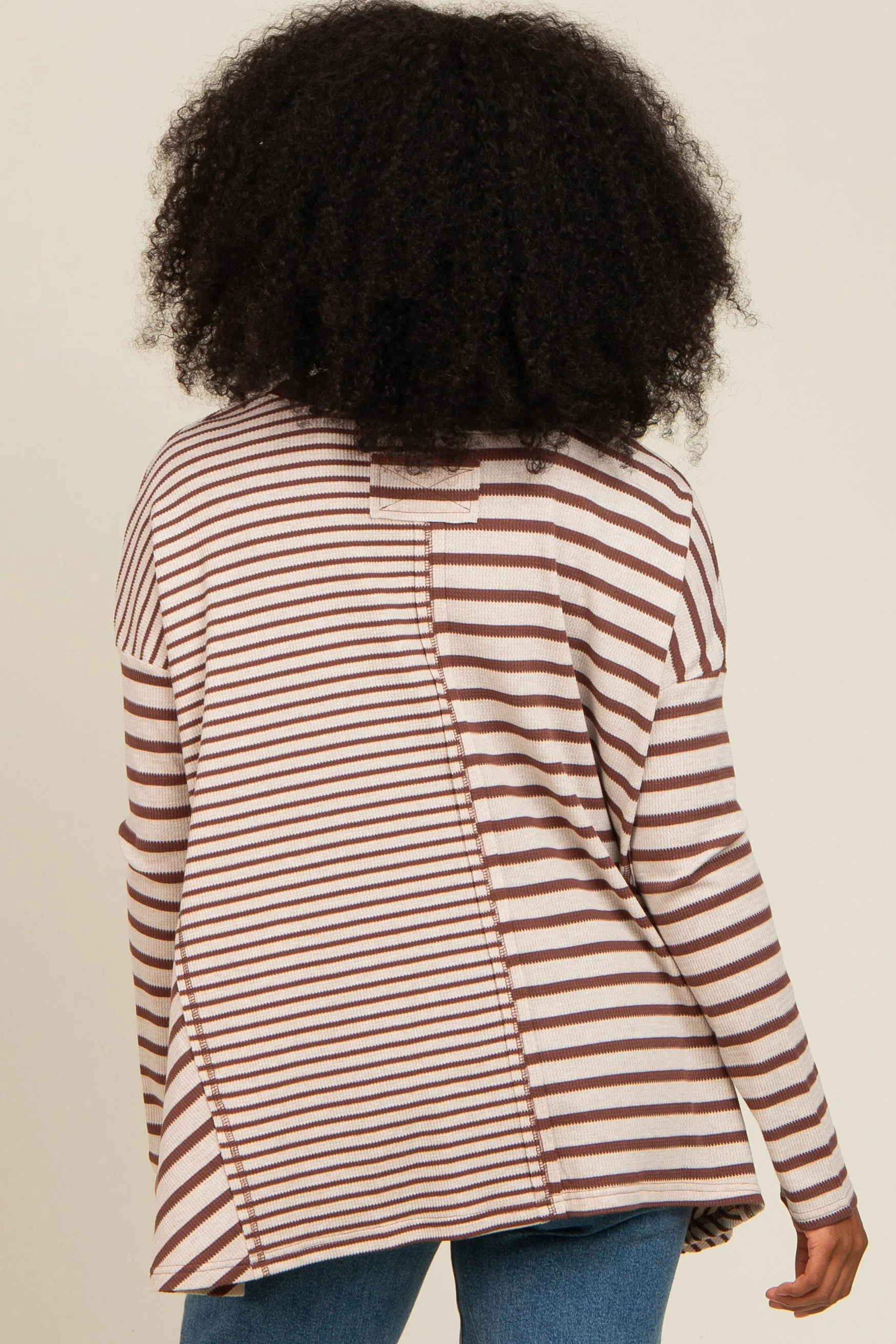 Brown Mixed Stripe Trapeze Top sold by Pinkblush product image thumbnail 3
