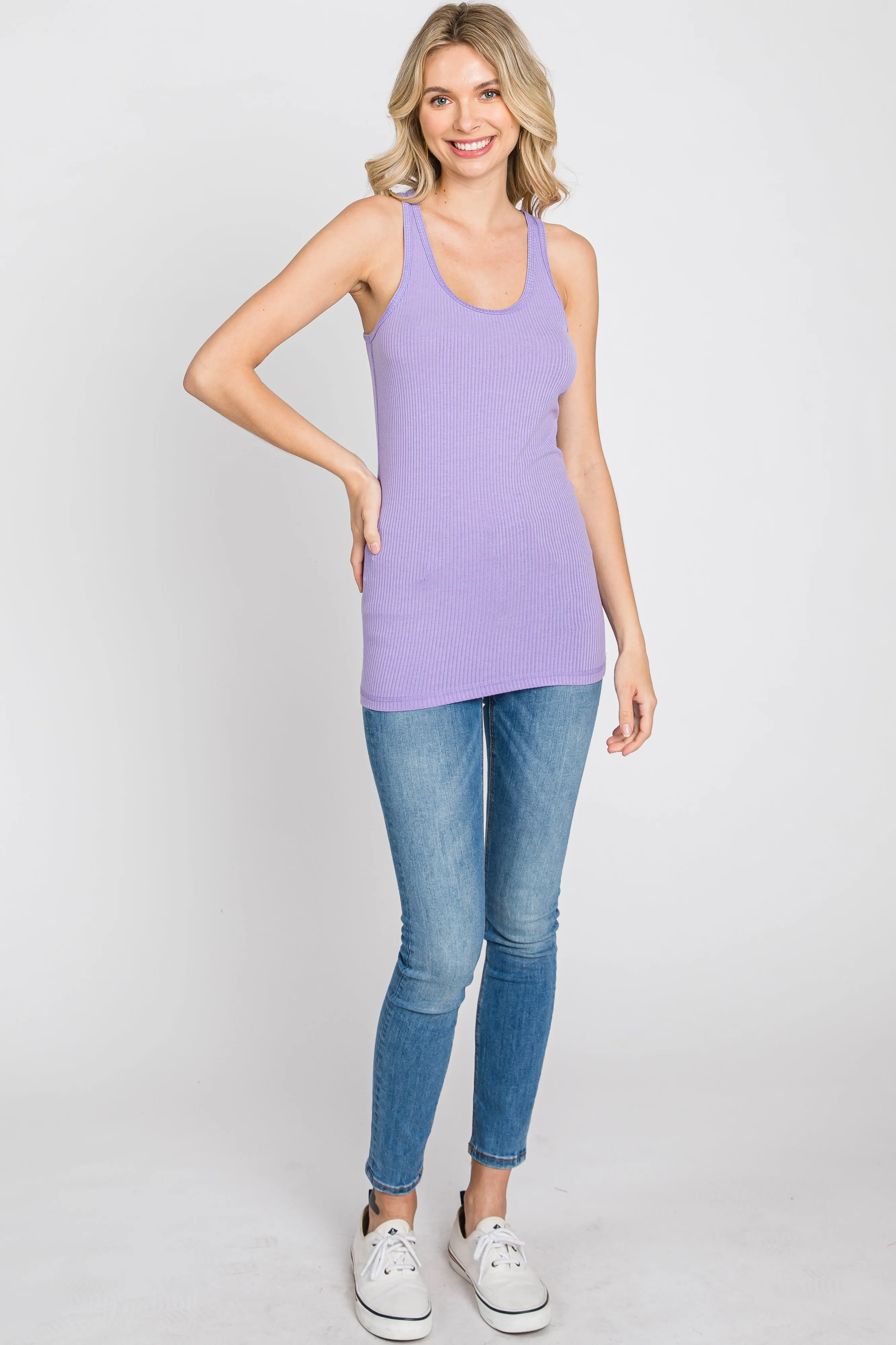 Lavender Ribbed Racerback Tank Top sold by Pinkblush product image thumbnail 2