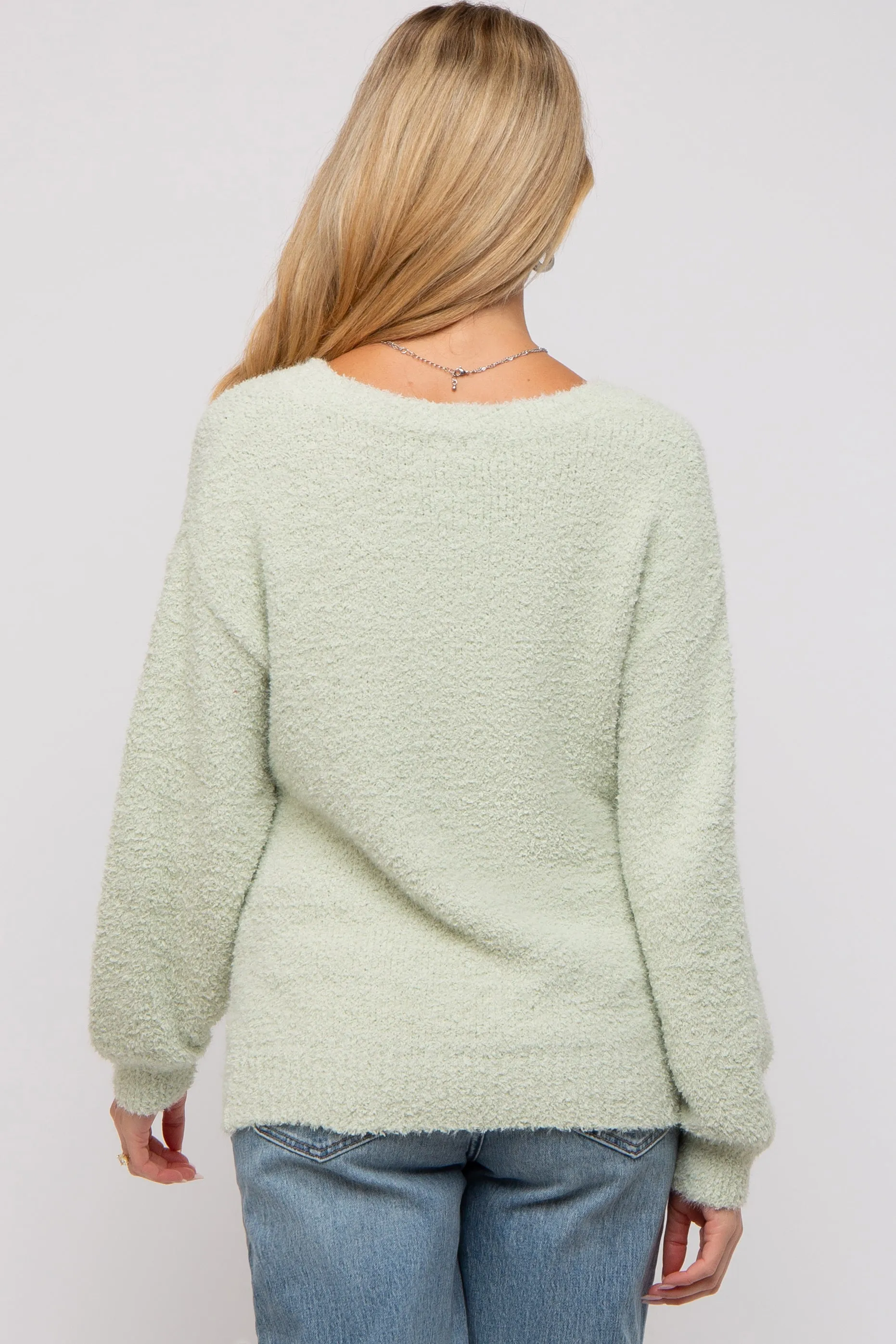 Mint Green Fuzzy Soft Knit Maternity Sweater sold by Pinkblush product image thumbnail 3