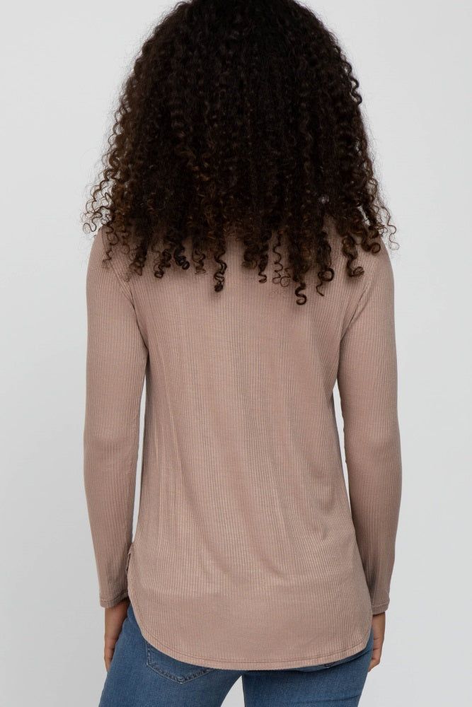 Mocha Button Accent Long Sleeve Top sold by Pinkblush product image thumbnail 3