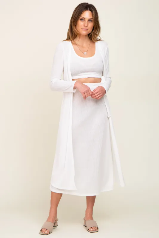 White Skirt And Cardigan 3-Piece Set sold by Pinkblush