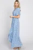 Light Blue Floral Wrap Midi Dress sold by Pinkblush