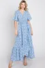 Light Blue Floral Wrap Midi Dress sold by Pinkblush