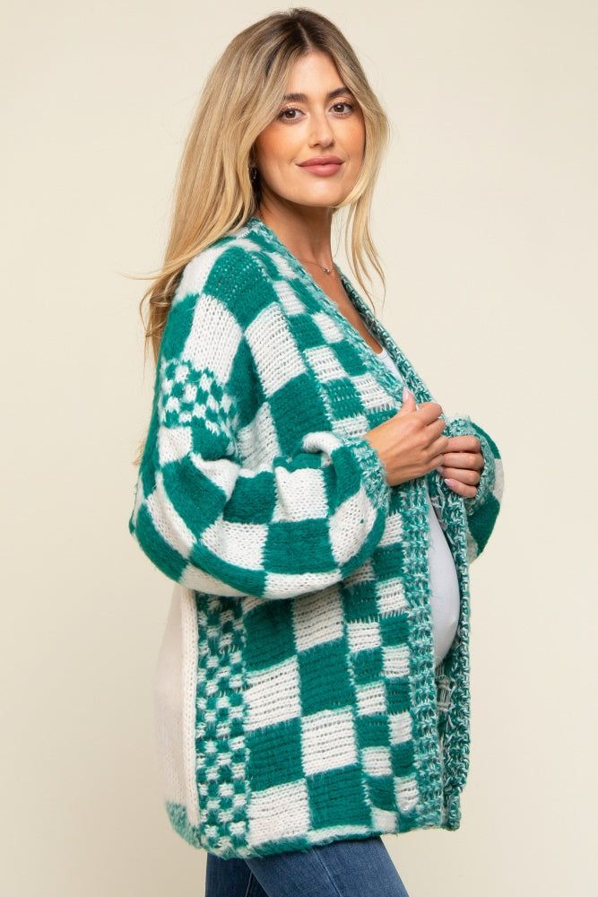 Green Checkered Maternity Cardigan Sweater sold by Pinkblush product image thumbnail 3