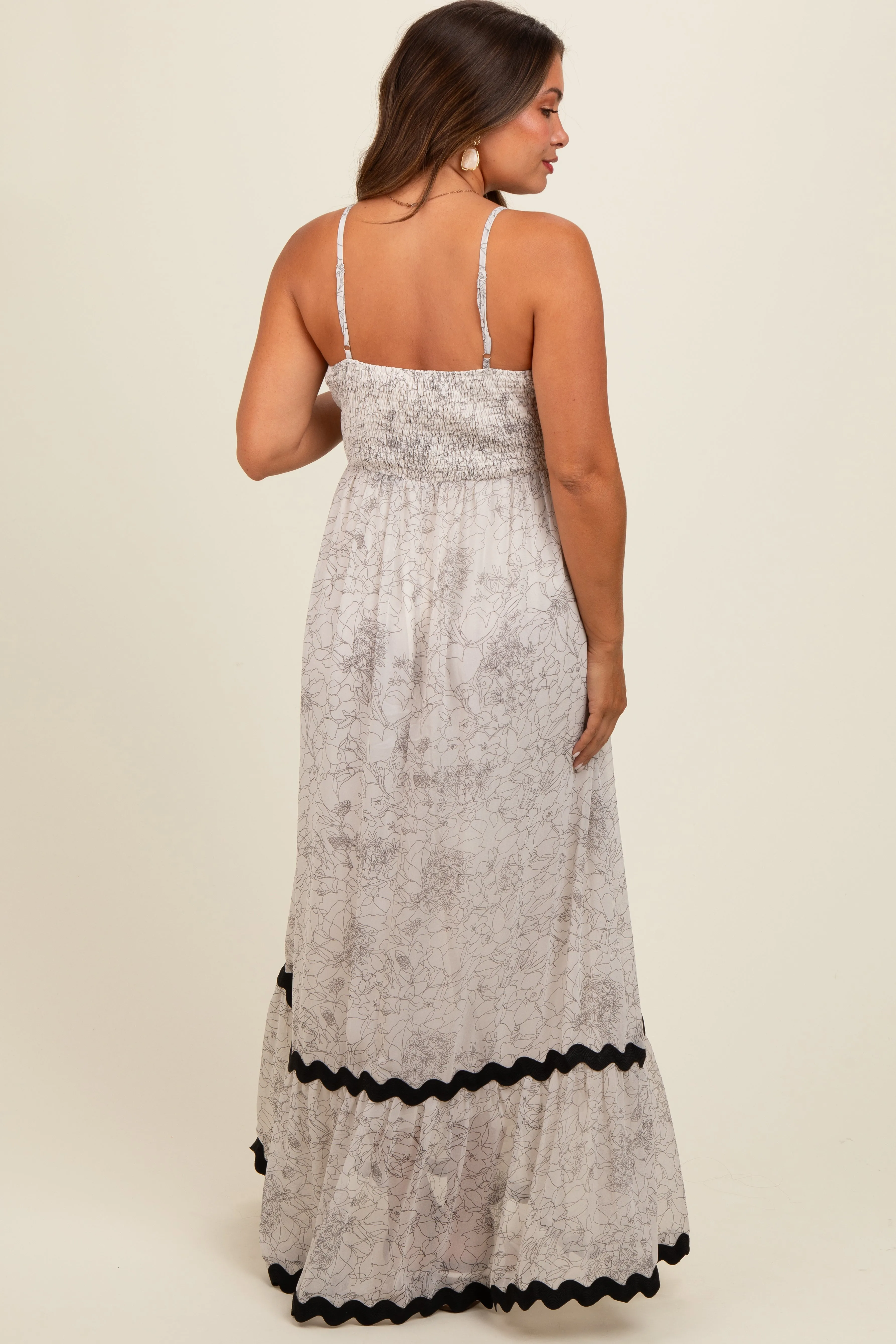 Ivory Floral Contrast Trim Maternity Maxi Dress sold by Pinkblush product image thumbnail 4