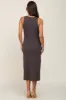 Charcoal Ribbed Sleeveless A-Line Maternity Midi Dress sold by Pinkblush