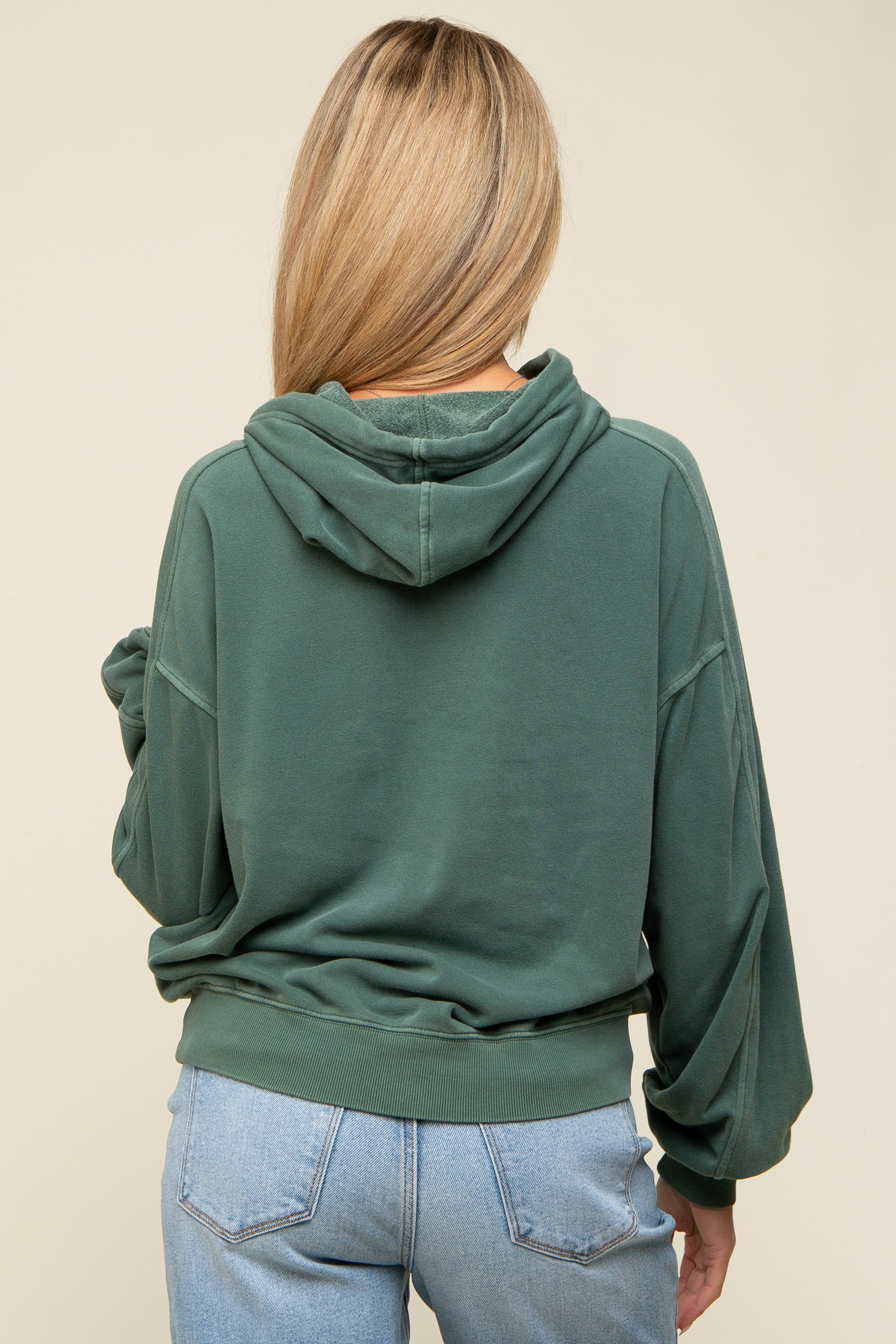 Green Faded Wash Maternity Drawstring Hoodie sold by Pinkblush product image thumbnail 4