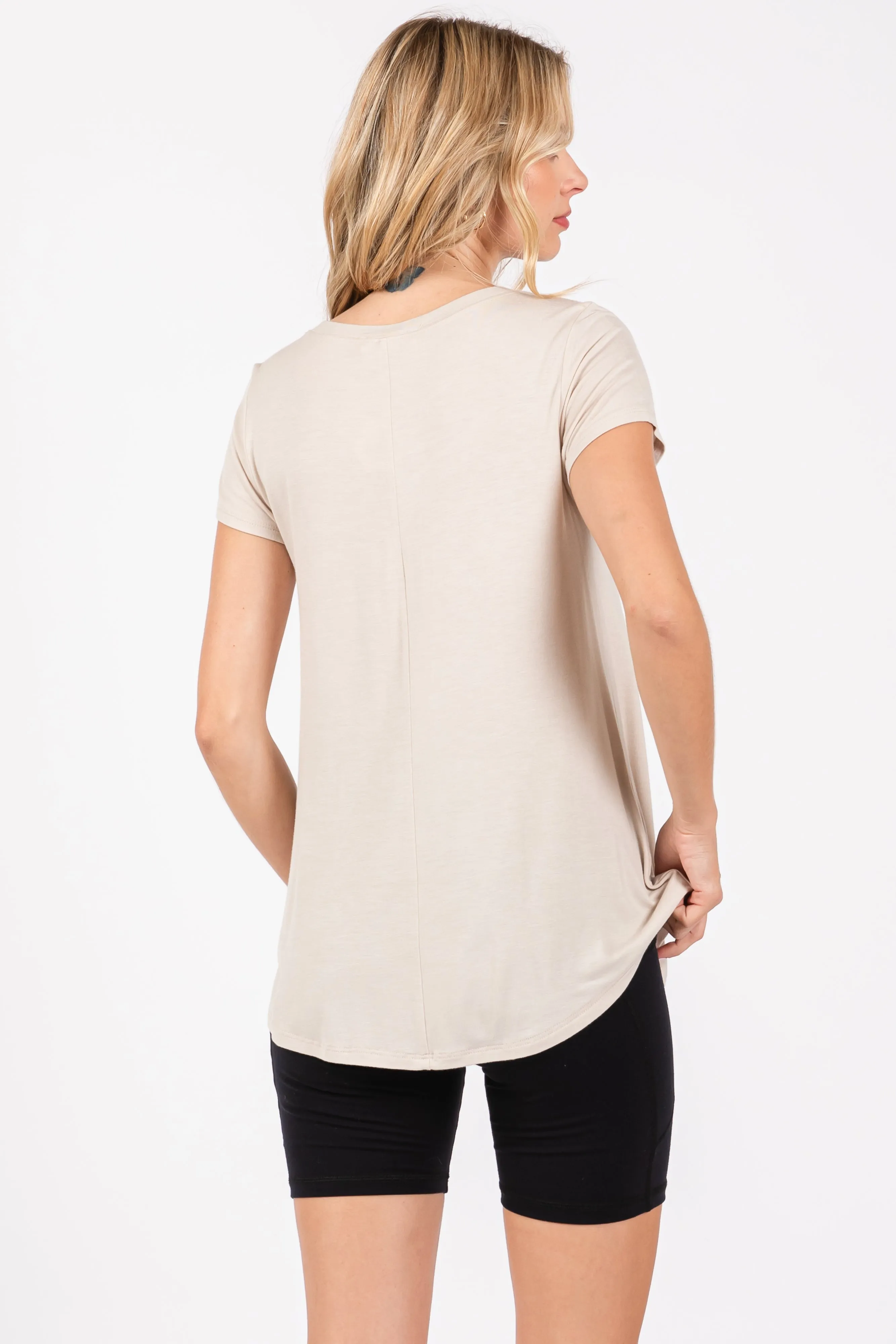 Beige Basic Short Sleeve Top sold by Pinkblush product image thumbnail 3