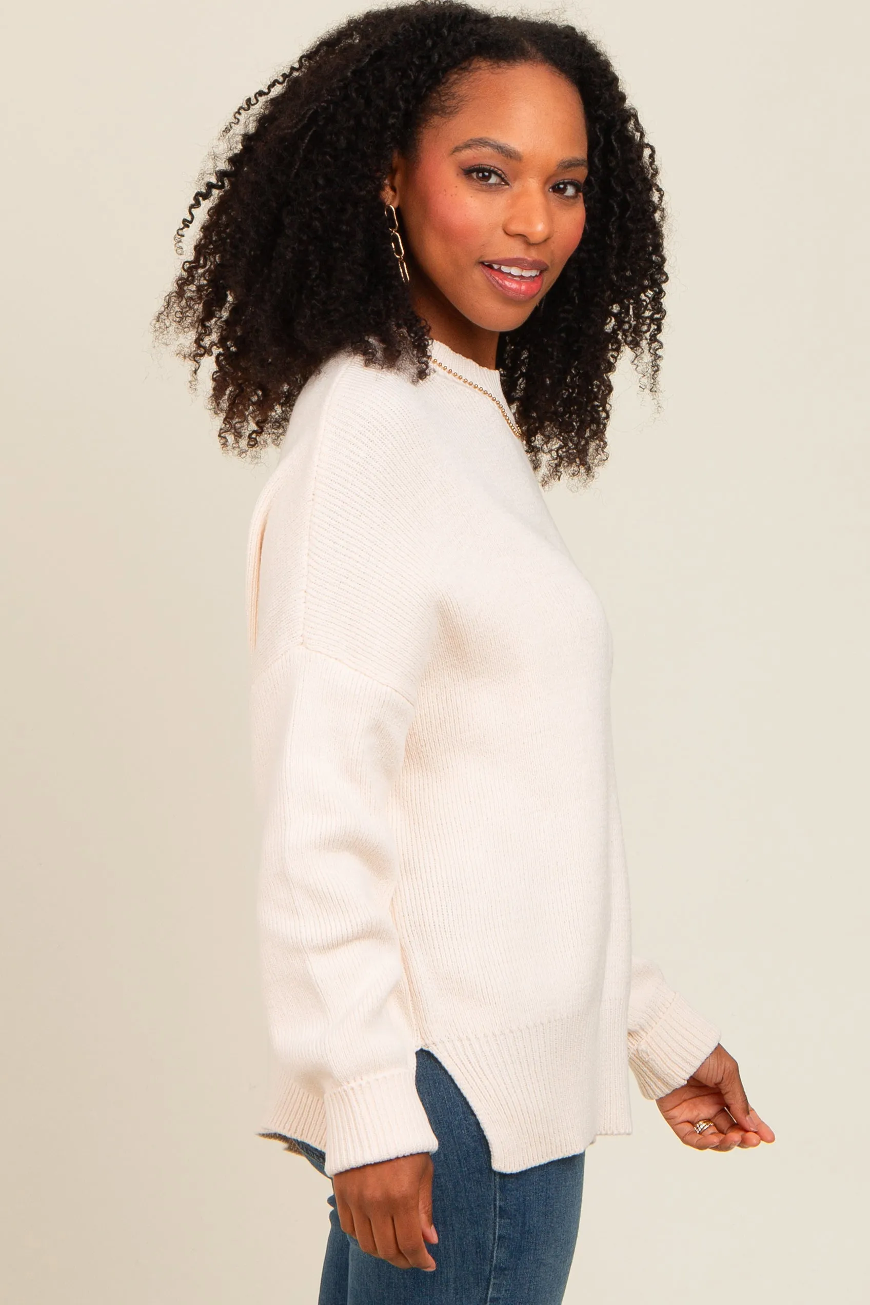 Cream Mock Neck Basic Sweater sold by Pinkblush product image thumbnail 3