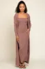 Mocha Ribbed Sleeveless Dress Cardigan Set sold by Pinkblush