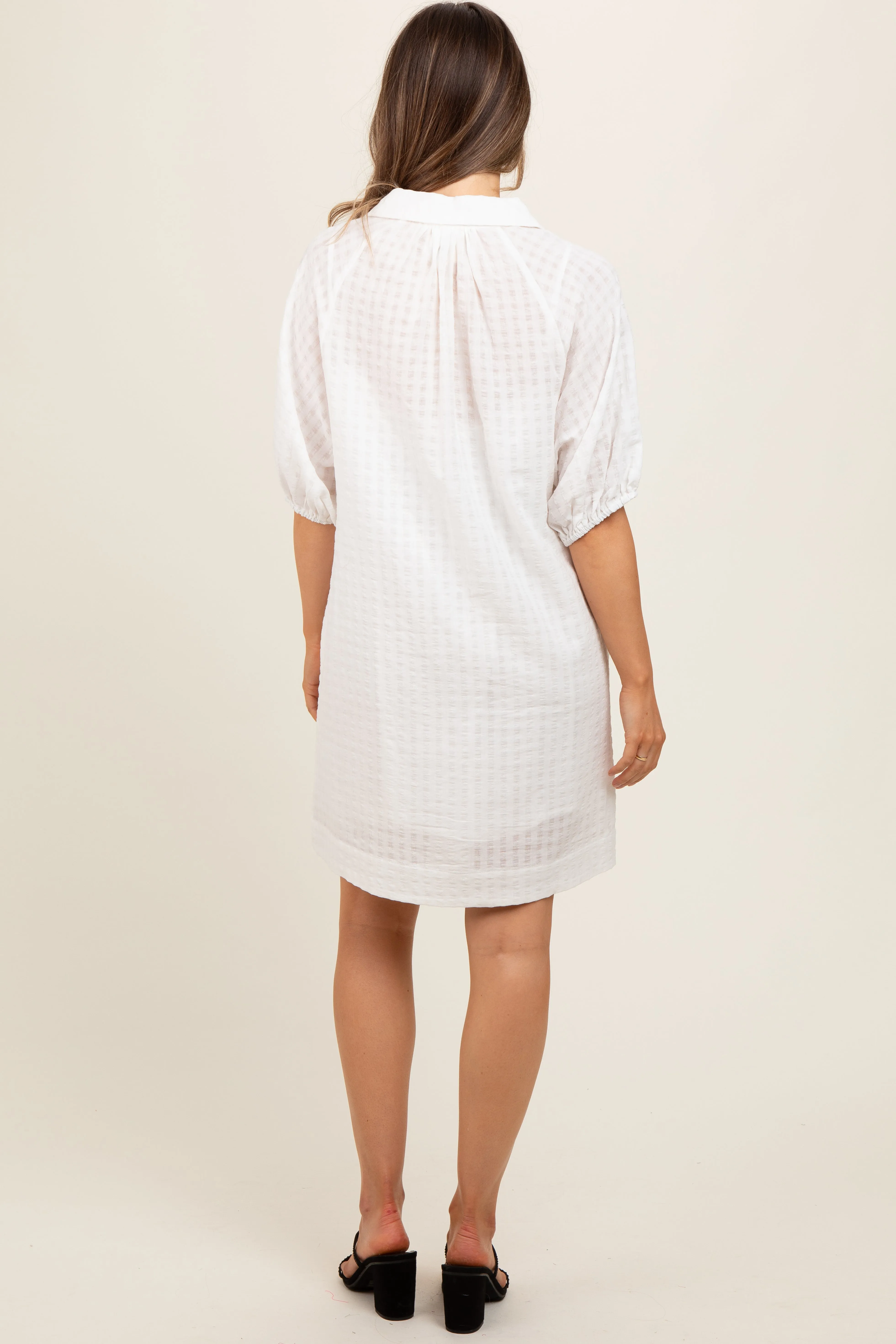 White Monochrome Striped Maternity Dress sold by Pinkblush product image thumbnail 4