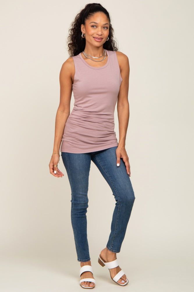 Mauve Ruched Side Tank Top sold by Pinkblush product image thumbnail 4