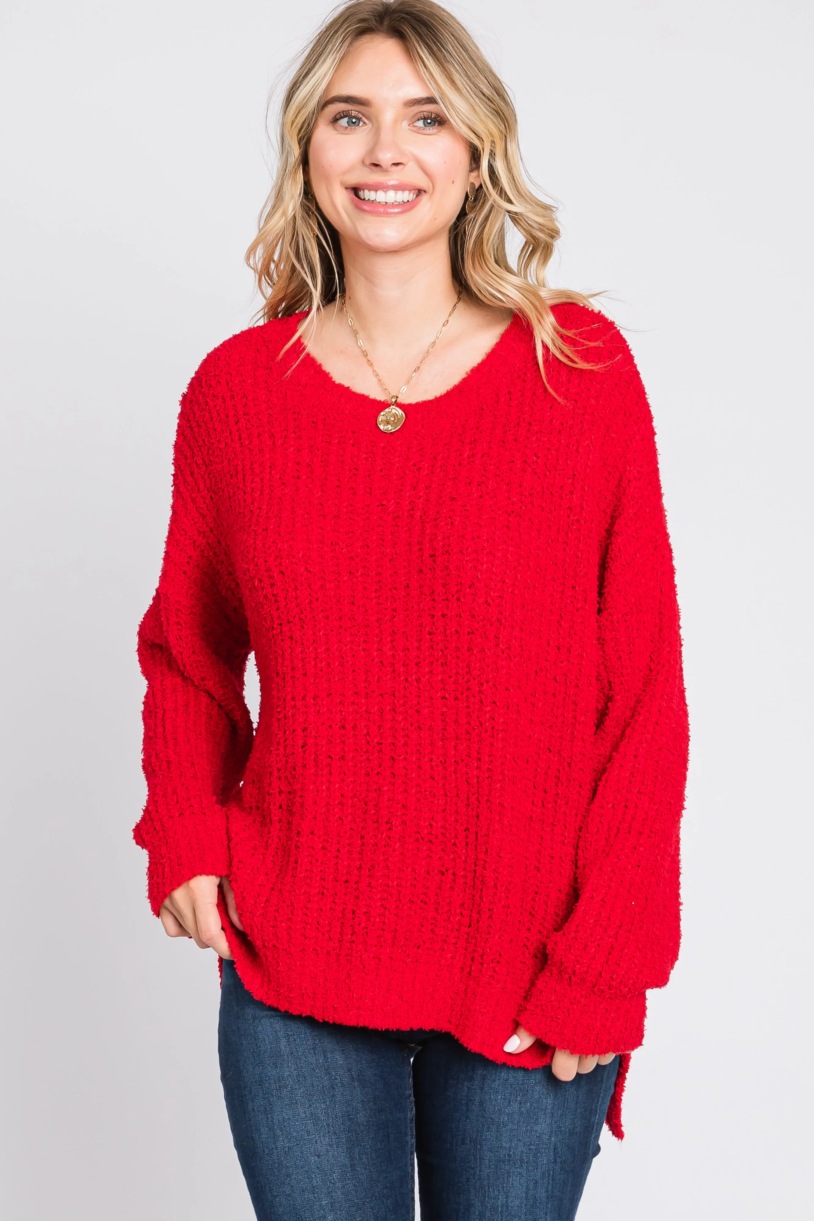 Red Dropped Shoulder Sweater sold by Pinkblush product image thumbnail 2