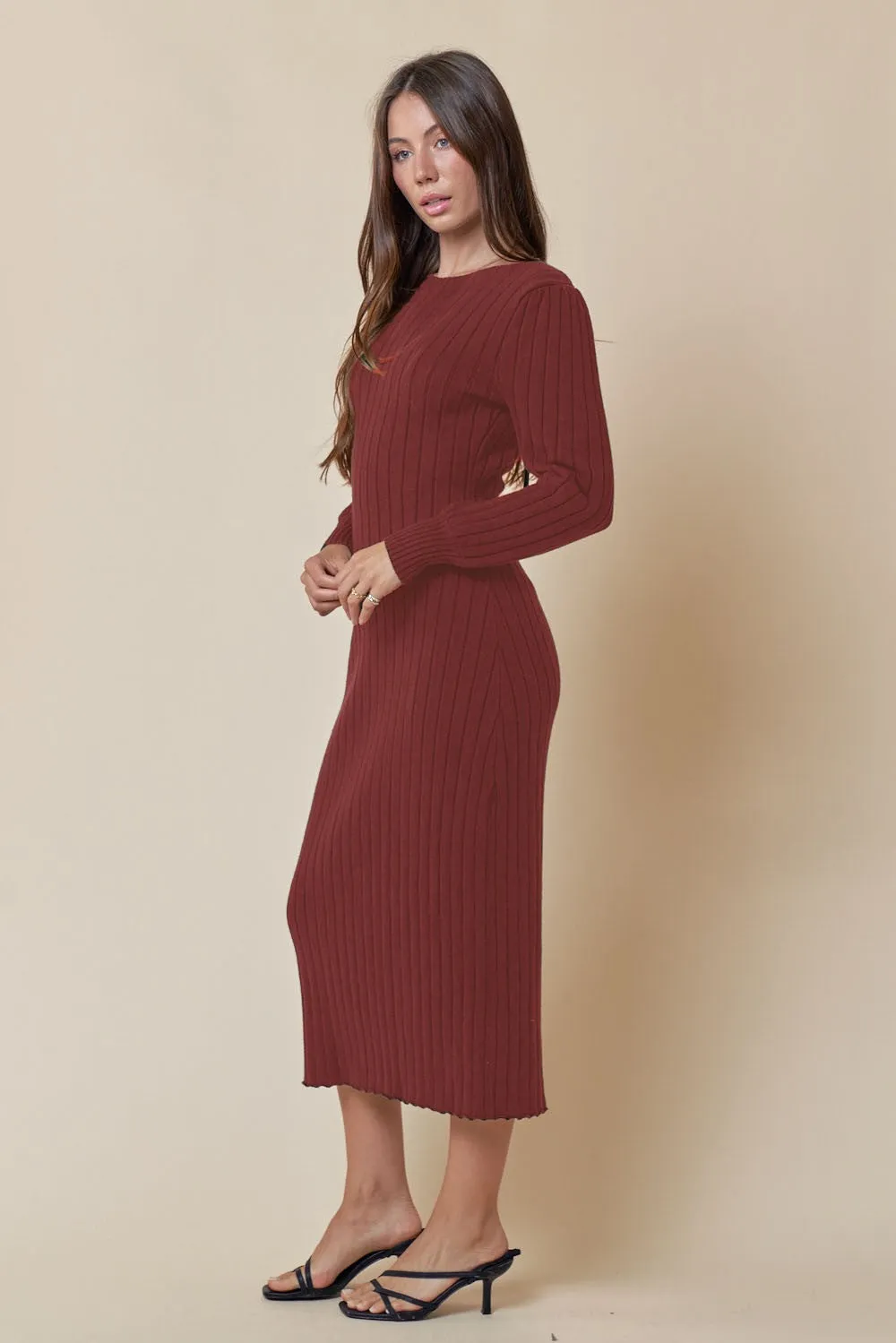 Rust Back Tie Sweater Dress sold by Pinkblush