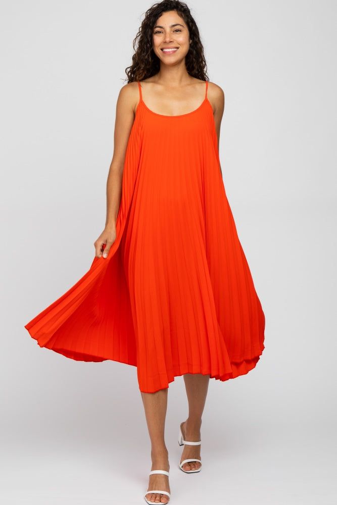 Coral Pleated Maternity Midi Dress sold by Pinkblush product image thumbnail 4