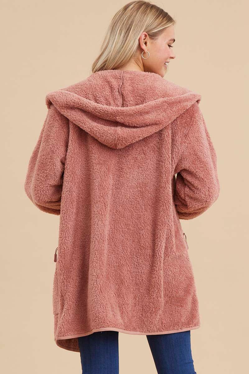 Mauve Fuzzy Knit Hooded Jacket sold by Pinkblush product image thumbnail 3